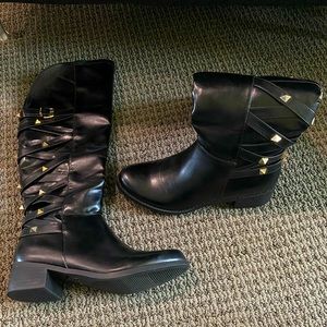BRAND NEW Black Knee-High Boots w/Gold Studs.         Size 9